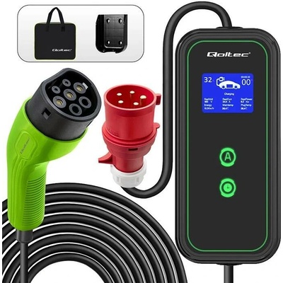 Qoltec 52471 Mobilní EV nabíječka elektrických vozidel 2v1 typ2 7 kW 230V CEE 5 PIN – Sleviste.cz