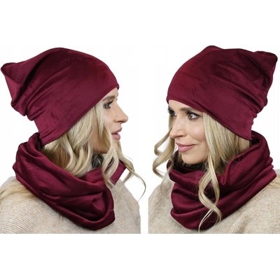 Fashionweek dámský velurový set čepice + trubička-šála ZIZI-BV Vínově