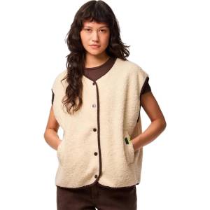 PIECES Елек Pieces Katty Teddy vest - Beige (Birch / Hot Fudge Piping)