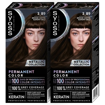 Syoss Permanentní Barva barva na vlasy 3-89 Kávově Hnědá x2