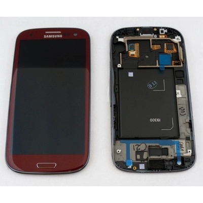 LCD Displej + Dotykové sklo + Přední kryt Samsung i9300 Galaxy S3 Red