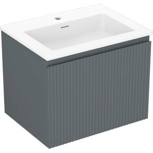 Mexen Rivel шкафче за баня 60 см с мивка Otis, 1 чекмедже, оребрено, графит (91A20-06047-1-BF66-W18M01)