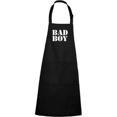 Dobrý Triko Zástěra s potiskem Bad boy Černá