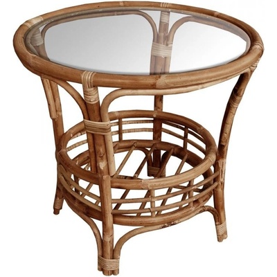 Ratanový stolek Bahama koňak se sklem – Sleviste.cz