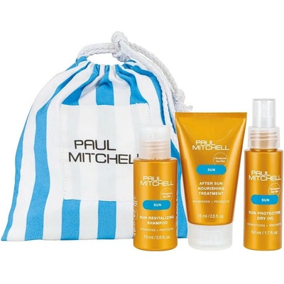 Paul Mitchell Sun Travel Kit revitalizační šampon Sun 75 ml + výživná péče po opalování sum 75 ml + suchý ochranný olej proti slunci 50 ml dárková sada