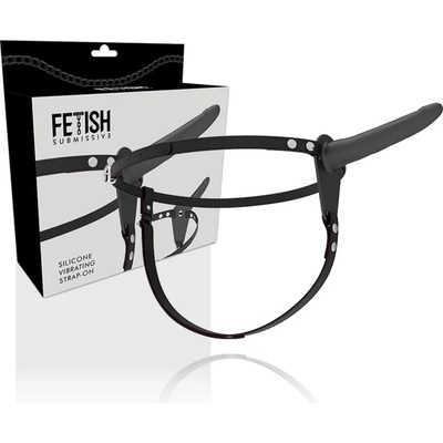 Вибриращ страп-он, силиконово дилдо, 15см. - Silicone Strap-on Black (D-221276)