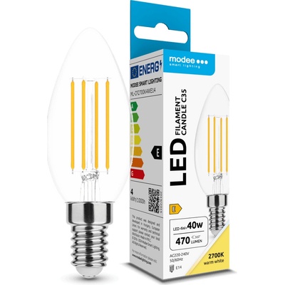 Modee LED žiarovka Filament Candle C35 4W E14 470lm teplá biela ML-CF2700K4WE14