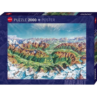 Heye Mapa umění Horský svět v Alpách 2000 dílků