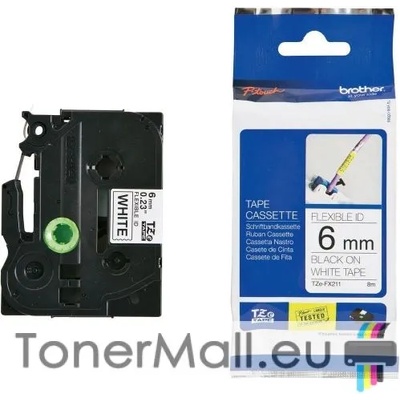 Brother Tape Black on White, Flexible Brother TZE-FX211