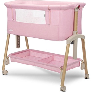 Lorelli Бебешка кошара с падаща преграда Lorelli - Millie, Pink/Wooden effect (10080732613) - baby