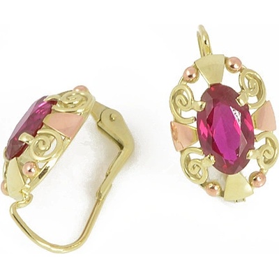 Zlatnictví Zlatíčko zlaté barokní náušnice s rubíny kombinace zlata 960.00010