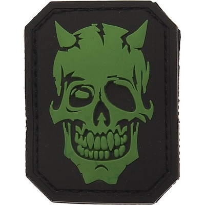 Gumená nášivka 101 Inc Devil Skull - čierna