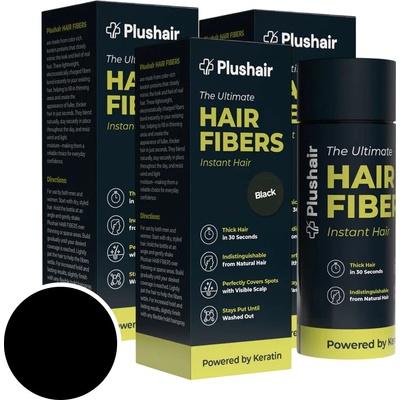 SET 3 balenia Plushair HAIR FIBERS vlasové vlákna čierna