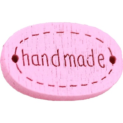 Pro Háčkování Hand made dřevěný oválný růžový 18x12 mm.
