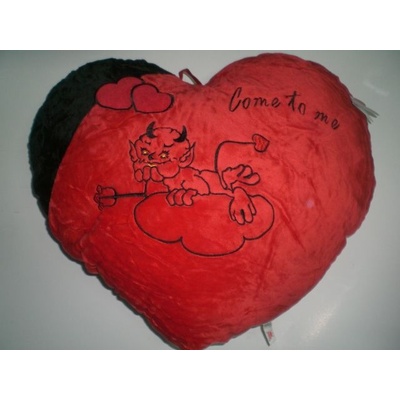Сърце плюш с бродерия на дяволче - огромно
