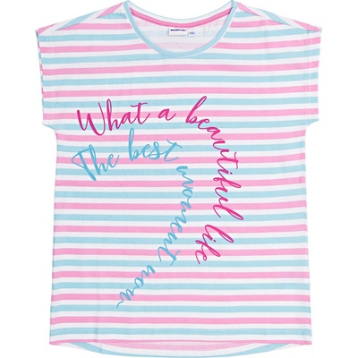Winkiki kids Wear dívčí tričko Good Vibes bílá pruhy