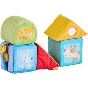 HABA Меки текстилни кубчета с активности Животни 5 бр (1306688001)