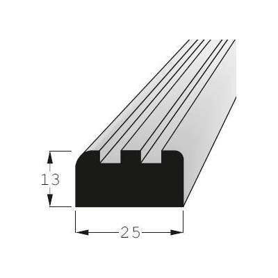 Lišta nábytková pro spodní posun skla dub 25x13mm, délka 70cm