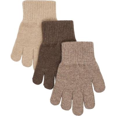 Mikk-Line detské rukavice s vlnou 3 ks MAGIC BEIGE/MELANGE DENVER/BROWN