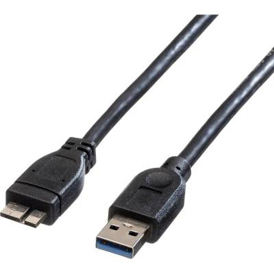 Roline 11.02.8876 USB, USB 3.2 Gen1 (USB 3.0 / USB 3.1 Gen1) USB-A zástrčka, USB Micro-B zástrčka, 0,15m, černý