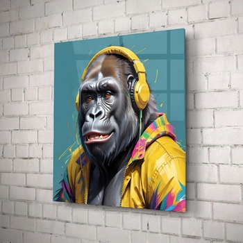Art gift Стъклено АРТ пано - Горила в ярки цветове