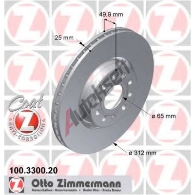 ZIMMERMANN Brzdový kotouč COAT Z - 312 mm ZIM 100.3300.20 | Zboží Auto