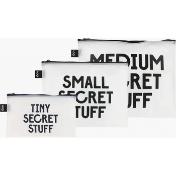 LOQI taštičky na zips 3 ks transparent aecret and classified