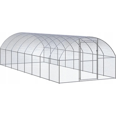 VidaXl Venkovní klec pro kuřata 3x8x2 m ocel stříbrná