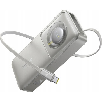 Baseus Free2Pull 10000mAh 30W Power Bank с прибиращ се USB-C кабел, сив (6932172659660)