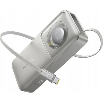 Baseus Free2Pull 10000mAh 30W Power Bank с прибиращ се USB-C кабел, сив (6932172659660)