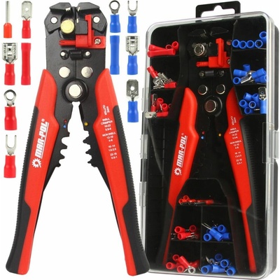 MAR-POL Multifunkční kleště odizolovací, krimpovací 0,5-6 mm s konektory a pásky, sada 100 ks M49529 – Zboží Mobilmania