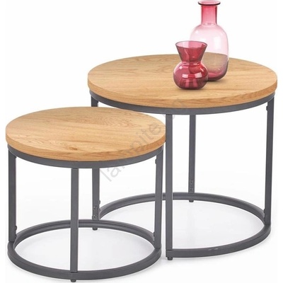 Halmar КОМПЛЕКТ 2x Конферентна маса OREO пр. 43/53 см антрацит/златен дъб (HA0125)