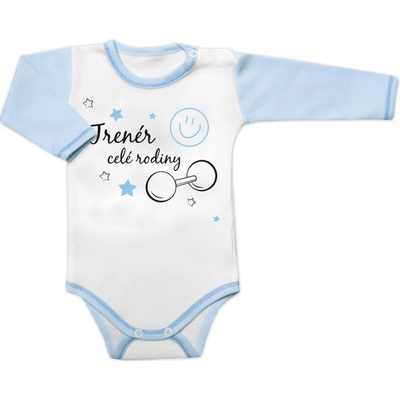 Baby Nellys Body dlhý rukáv s vtipným textom Trenér celé rodiny
