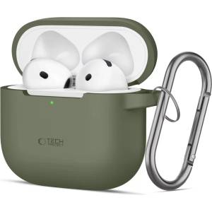 Tech-protect силиконов кукичка Apple AirPods 4 маслиненозелен (5906302370085)