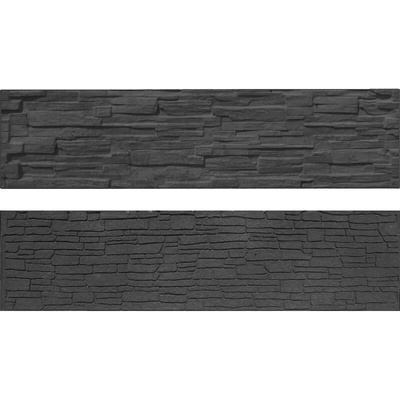 BEVES, Betonplus Betonový panel rovný oboustranný štípaný kámen 200 x 50 x 4 cm - grafit