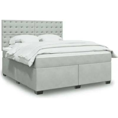 vidaXL 11461.3293290 Boxspring postel s matrací světle šedá samet