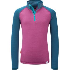 TROLLKIDS Детски поларен пуловер Trollkids Kid's Rauland Half Zip Fleece jumper - Bright Berry / Madeira Blue / Dark Turquoise - размер 140 (EU) (704-3540-0517)