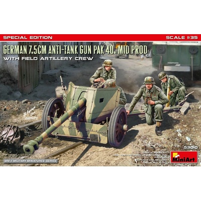 Miniart German 7.5cm Anti-Tank Gun PaK 40. Mid Prod w/ Artillery Crew. Special Edition 1:35