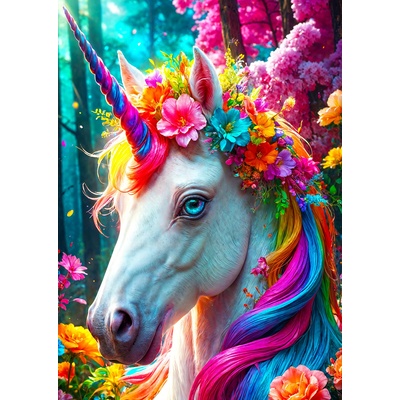 Enjoy - Puzzle Floral Unicorn - 1 000 piese