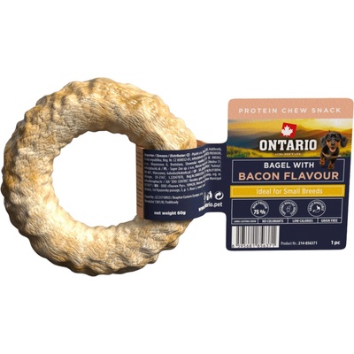 Ontario Žuvacia pochúťka Protein bagel pre malé plemená s príchuťou slaniny 8,9 cm