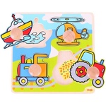 Bigjigs Toys Дървен пъзел с дръжки Bigjigs - Превозни средства (BJ519) - ozone