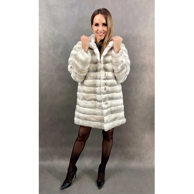 Max Original Leather dámsky obojstranný kožuch zajac-rex 203233-S white činčila White