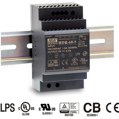 MEANWELL – HDR-60-48 – Priemyselný spínaný napájací zdroj 48 V, 60 W na lištu DIN