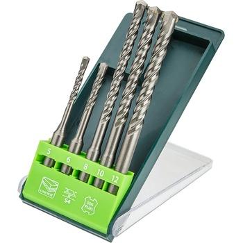 VERTO Свредло за бетон SDS Plus, 5, 6 x 110 mm + 8, 10, 12 x 160 mm, x 5 бр. 60H685 (60H685)