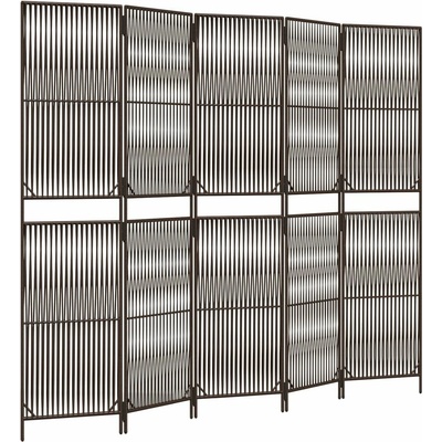 vidaXL Dělicí stěna 245 × 200 cm polyratan hnědá 5 panelů 365397