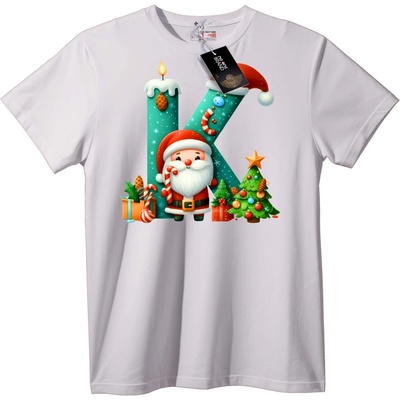 NOONEBRAND Тениска Коледа с Дядо Коледа - L, White
