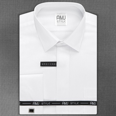 AMJ košile s vetkávaným vzorem VDA838MK bílá