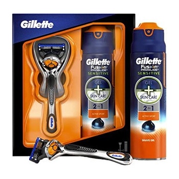 Gillette Fusion ProGlide Flexball holicí strojek + Sensitive gel na holení 170 ml dárková sada