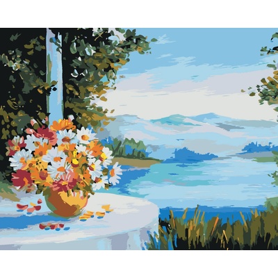 ZUTY Malování podle čísel DŮM U MOŘE S KVĚTINAMI NA STOLE 40 x 50 cm