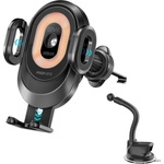 Promate Безжична стойка за кола ProMate, PowerMount-2 Wireless 15W Transparent Motorized auto clamping Phone Charger Car Mount, w/ AC vent mount and Gooseneck Mount